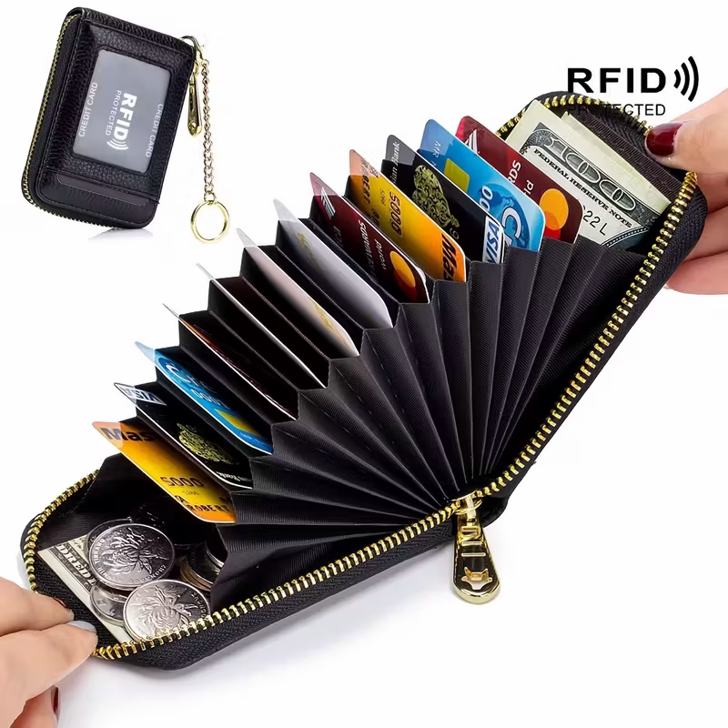 Casual style multi-compartment zipper wallet: Cards and loose change are neatly sorted V1105-YAQB-01