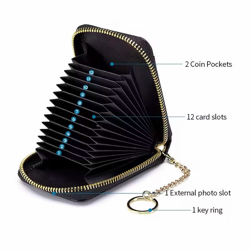 Casual style multi-compartment zipper wallet: Cards and loose change are neatly sorted V1105-YAQB-01