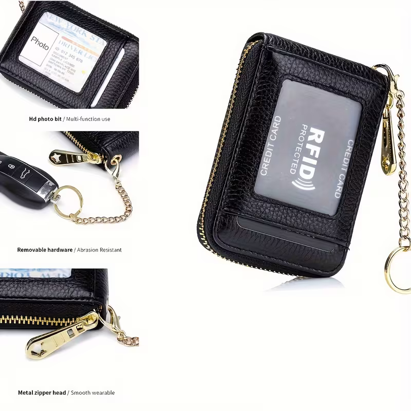 Casual style multi-compartment zipper wallet: Cards and loose change are neatly sorted V1105-YAQB-01