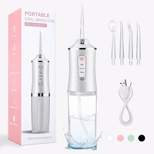 Wireless electric water toothbrush set, equipped with 4 nozzle heads - 360 degrees rotatable nozzles, USB V1105-YAQJY-001