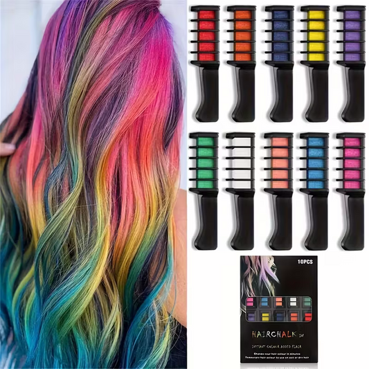 10-color washable temporary hair dye powder set! Safe and non-damaging to hair! Powder comb design! Creative V1105-YARFS-01