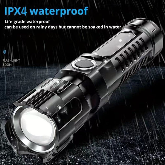 1 USB rechargeable flashlight, ultra-bright LED handheld outdoor emergency light, with telescopic zoom, wide V1105-YASDT-001