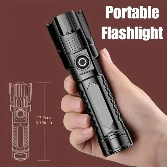 1 USB rechargeable flashlight, ultra-bright LED handheld outdoor emergency light, with telescopic zoom, wide V1105-YASDT-001