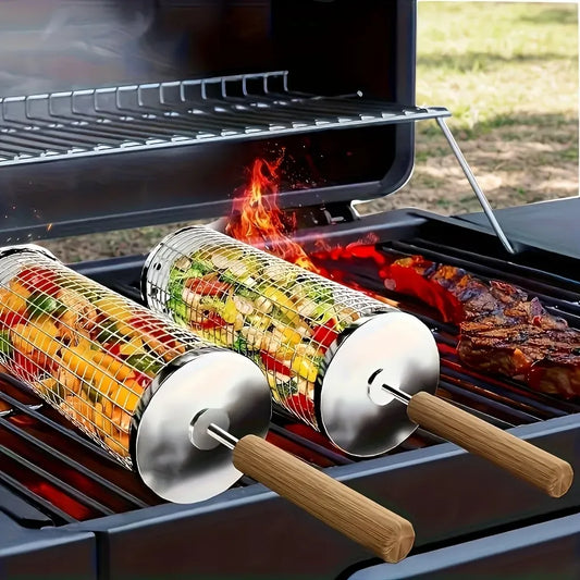 stainless steel BBQ grill, anti-scald design (barbecue basket + barbecue fork + hook) barbecue tool set, V1105-YASK-004