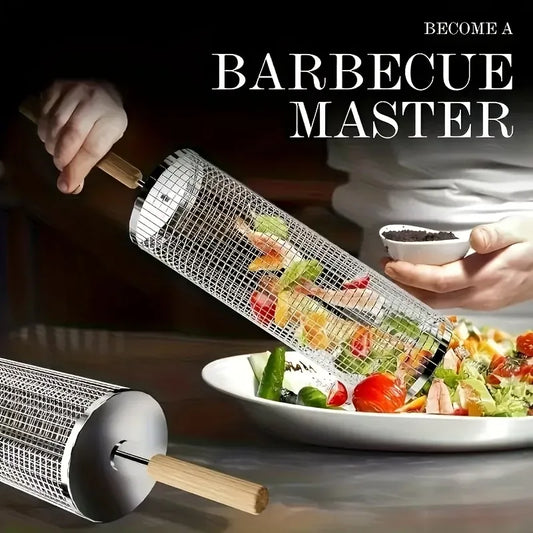 stainless steel BBQ grill, anti-scald design (barbecue basket + barbecue fork + hook) barbecue tool set, V1105-YASK-004