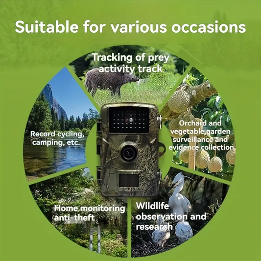 Hiking and hunting camera with night vision function, high-definition, 0.8s trigger, 120 degrees wide-angle V1105-YASXJ-001