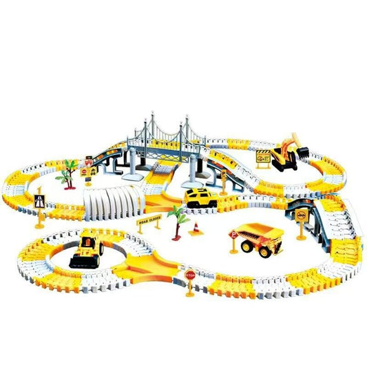 343 track-building sets, track-course - STEM learning toys, construction vehicles (concrete mixers, dump V1105-YAWJ-01
