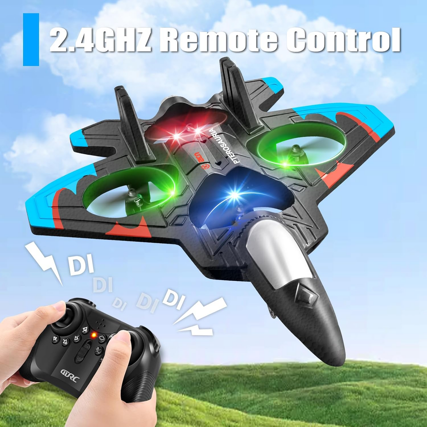 Global Hit K500Max Toy RC Drone - Hand Launch / One-Key Takeoff, 360 degrees Stunt Flips. Equipped with a V1105-YAWJ-02