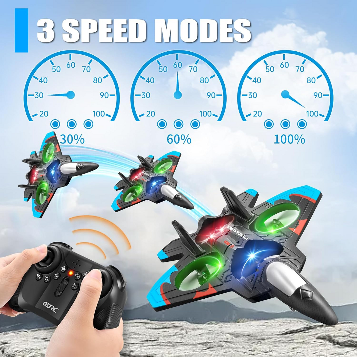 Global Hit K500Max Toy RC Drone - Hand Launch / One-Key Takeoff, 360 degrees Stunt Flips. Equipped with a V1105-YAWJ-02