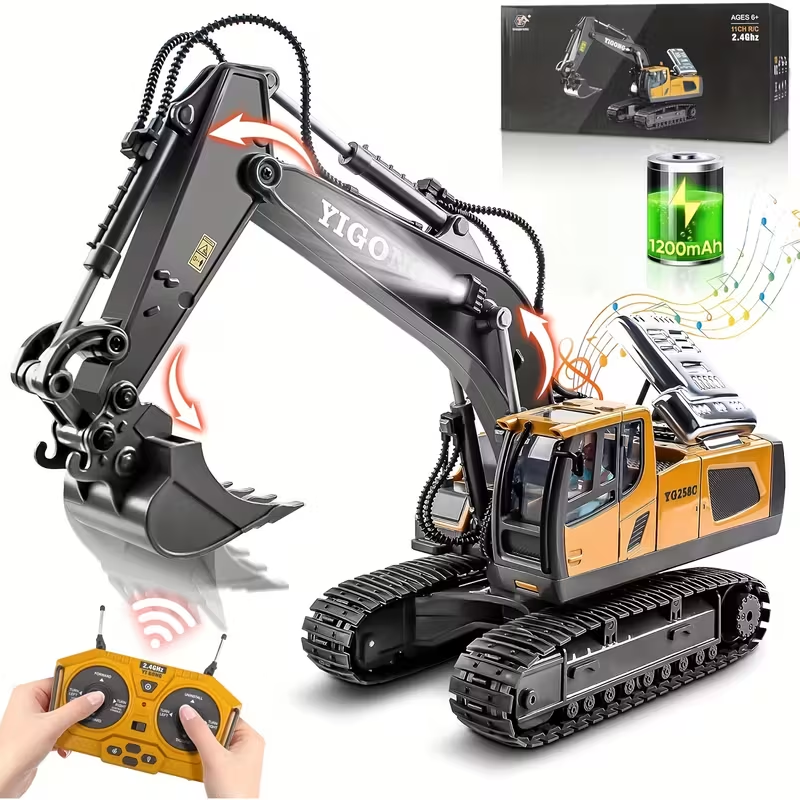 Mini Excavator Toy with Remote & App Control, High-Tech 11-Channel Alloy & Plastic Engineering Vehicle, Fun V1105-YAWJ-05
