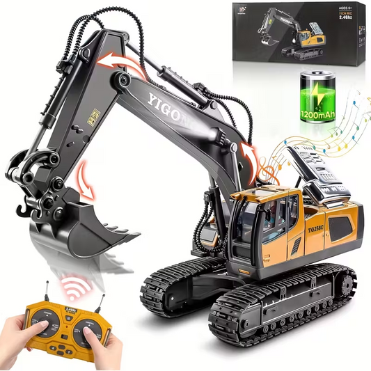Mini Excavator Toy with Remote & App Control, High-Tech 11-Channel Alloy & Plastic Engineering Vehicle, Fun V1105-YAWJ-05
