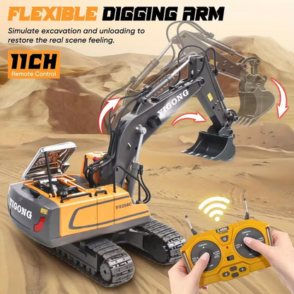 Mini Excavator Toy with Remote & App Control, High-Tech 11-Channel Alloy & Plastic Engineering Vehicle, Fun V1105-YAWJ-05