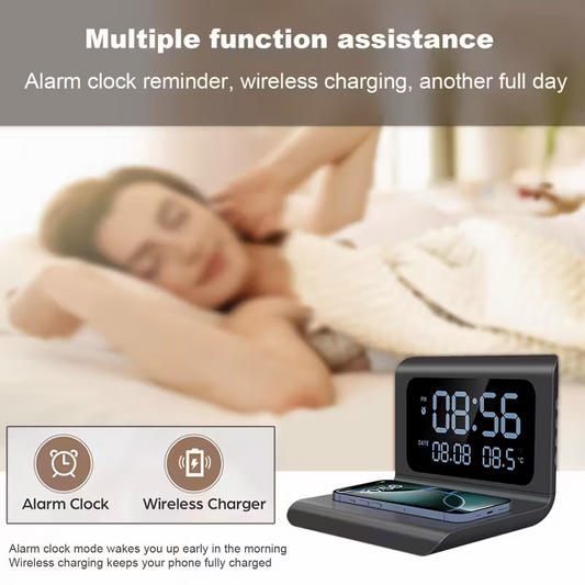 3-in-1 wireless charger, time and temperature display, bedroom desk alarm clock, iPhone 16 15 14 13 12 11 Pro V1105-YAWXCD-01