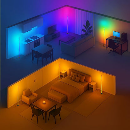 Smart LED Floor Lamp RGBICB Mood Light Ambient Light With Backlight - Rainbow - Size 01