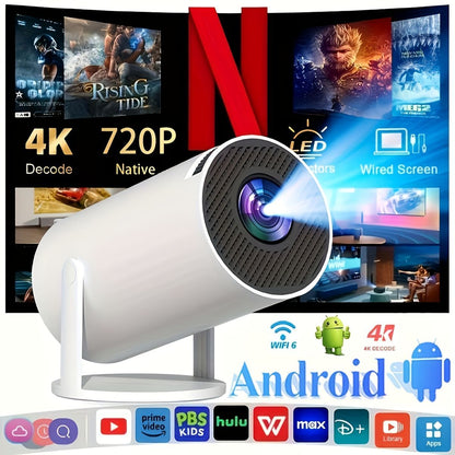 HY300 Pro HD Smart Projector Mini Projector Portable Projector 4K Projector - White - Size 01