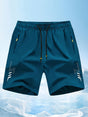 Men'S Athletic Shorts Gym Shorts Running Shorts Side Pocket Shorts Zippered - Turquoise - Size L