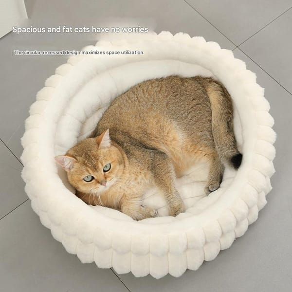 Grey Plush Cat Bed - Soft, Cozy & Durable Cat Furniture V1106-DSZ-001-0003