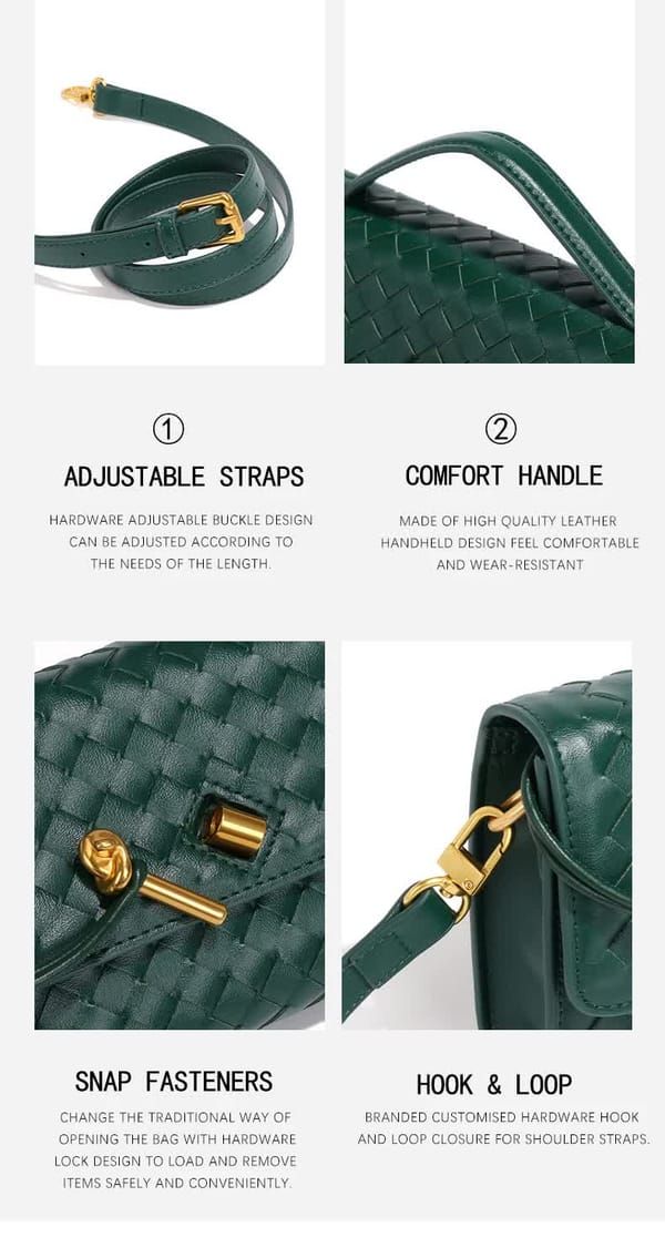 Black Woven Leather Handbag with Gold-Tone Lock V1106-DSZ-001-001234