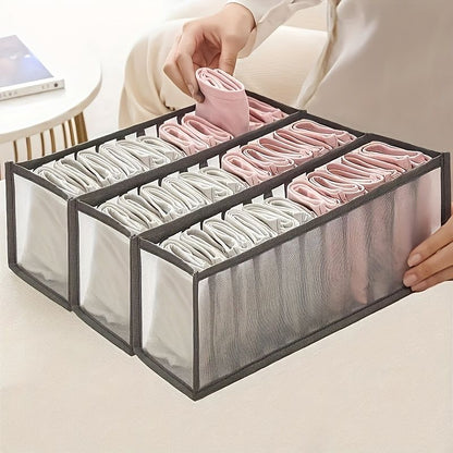3-Piece Mesh Socks, Underwear & Belt Organizer - Nylon Drawer Dividers, 7 Compartments V1106-DSZ-001-0OIJH