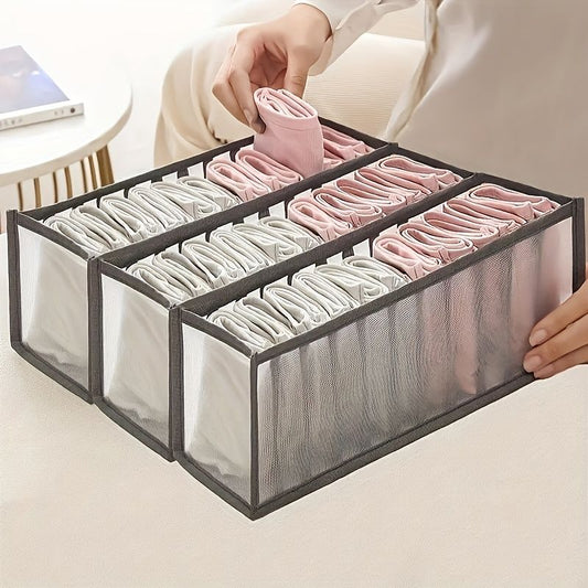 3-Piece Mesh Socks, Underwear & Belt Organizer - Nylon Drawer Dividers, 7 Compartments V1106-DSZ-001-0OIJH