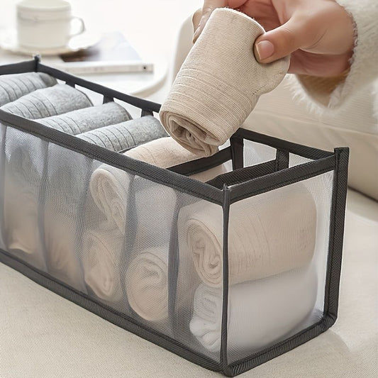 3-Piece Mesh Socks, Underwear & Belt Organizer - Nylon Drawer Dividers, 7 Compartments V1106-DSZ-001-0OIJH