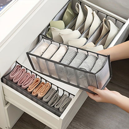 3-Piece Mesh Socks, Underwear & Belt Organizer - Nylon Drawer Dividers, 7 Compartments V1106-DSZ-001-0OIJH