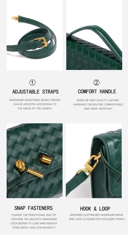 Green Woven Leather Women's Handbag V1106-DSZ-001-12354