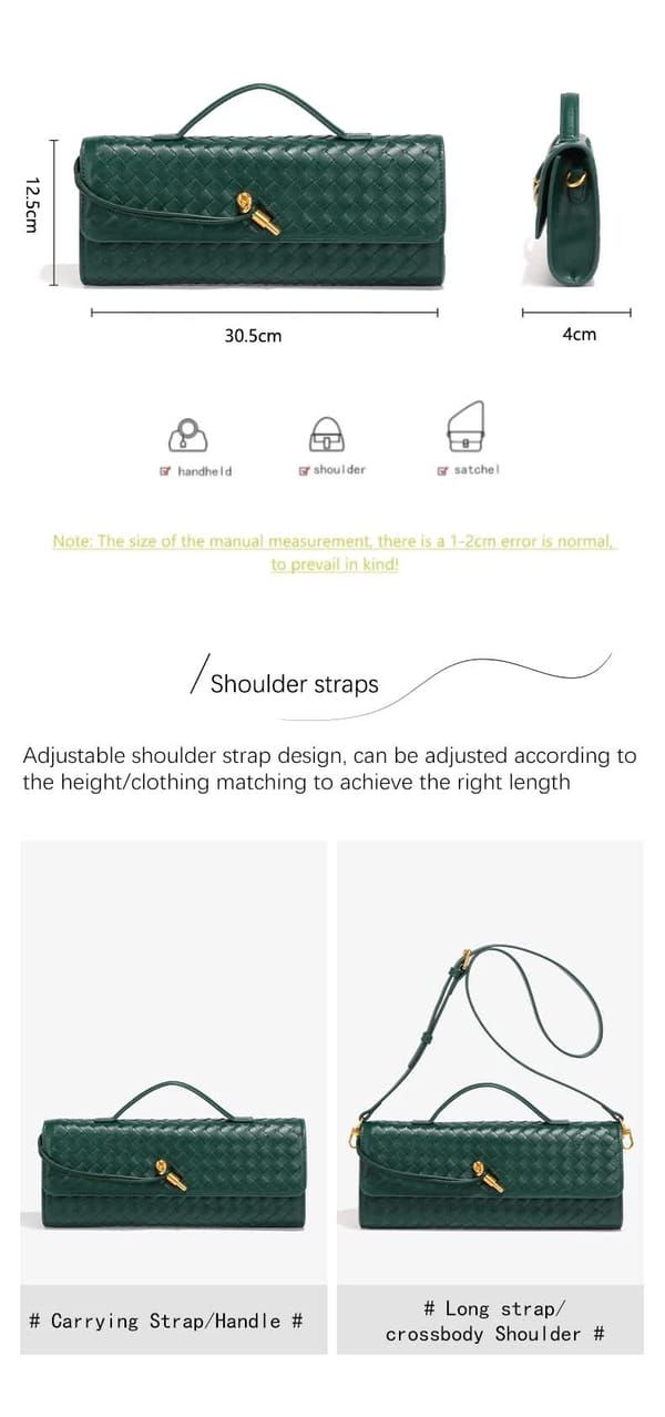 Green Woven Leather Women's Handbag V1106-DSZ-001-12354