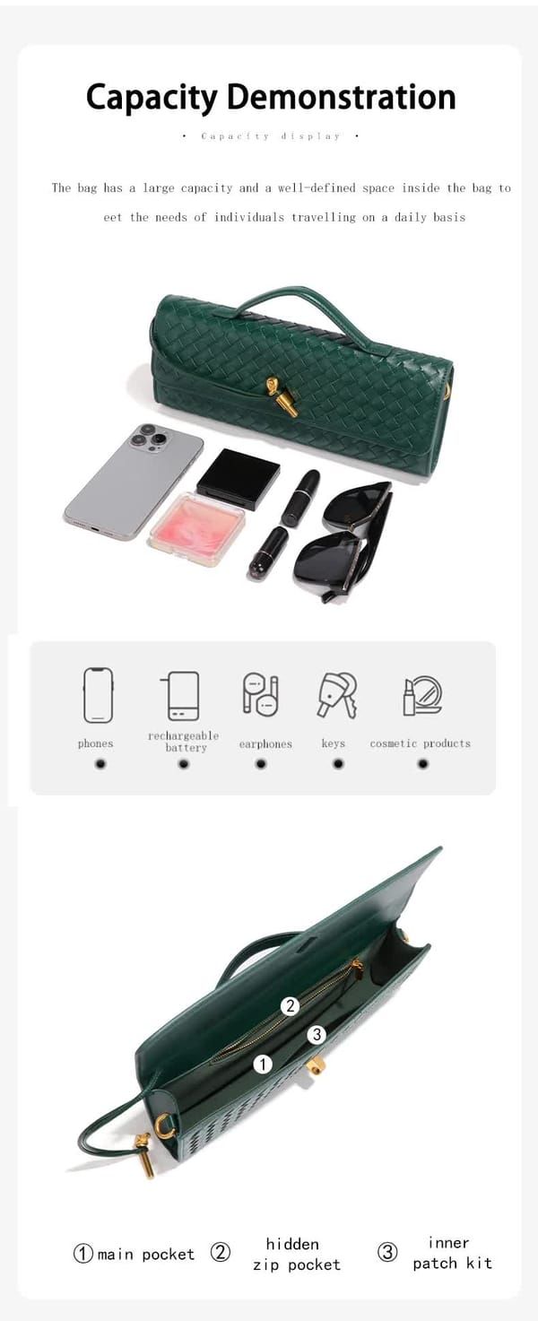 Green Woven Leather Women's Handbag V1106-DSZ-001-12354