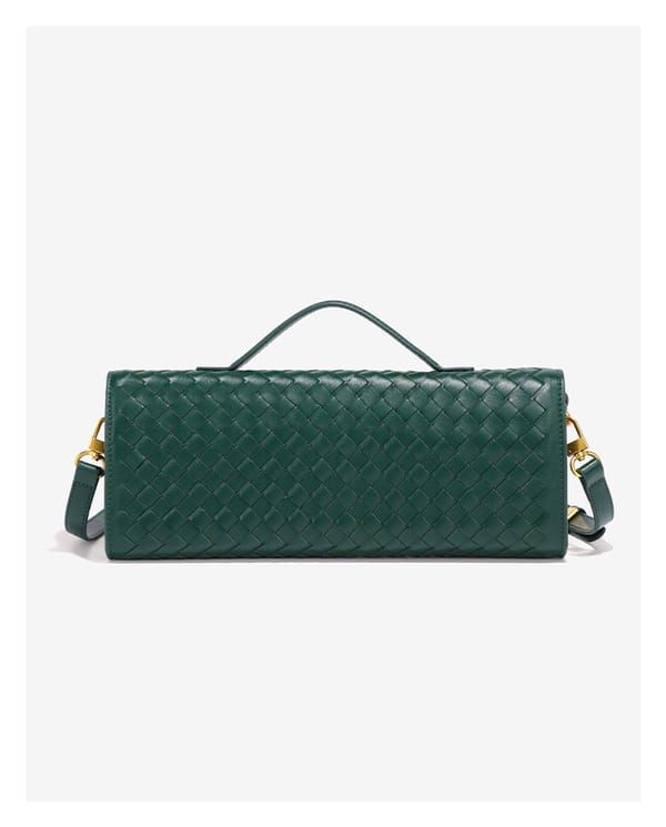 Green Woven Leather Women's Handbag V1106-DSZ-001-12354
