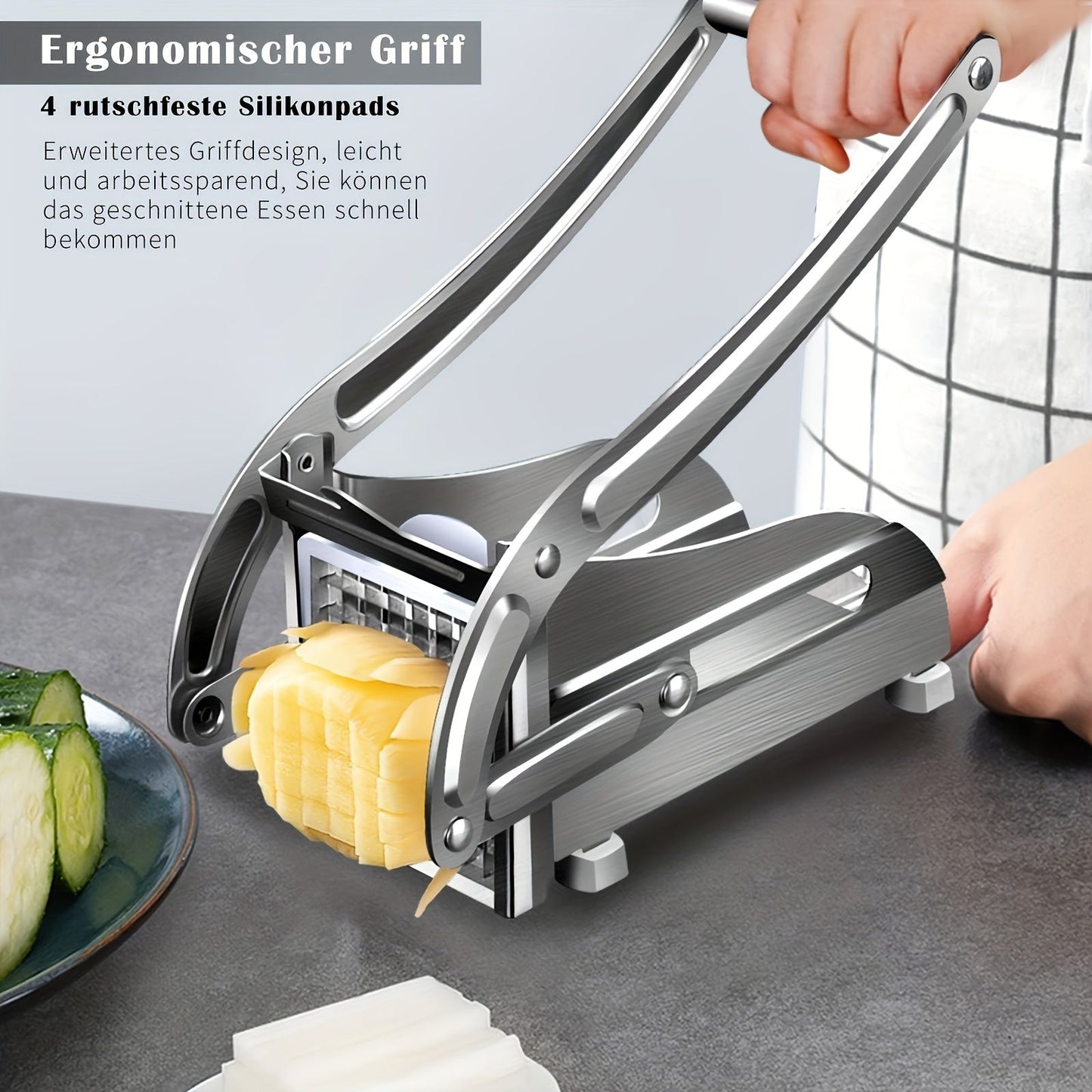 Stainless Steel French Fry Cutter, Adjustable Thickness Vegetable Slicer V1106-DSZ-001-753