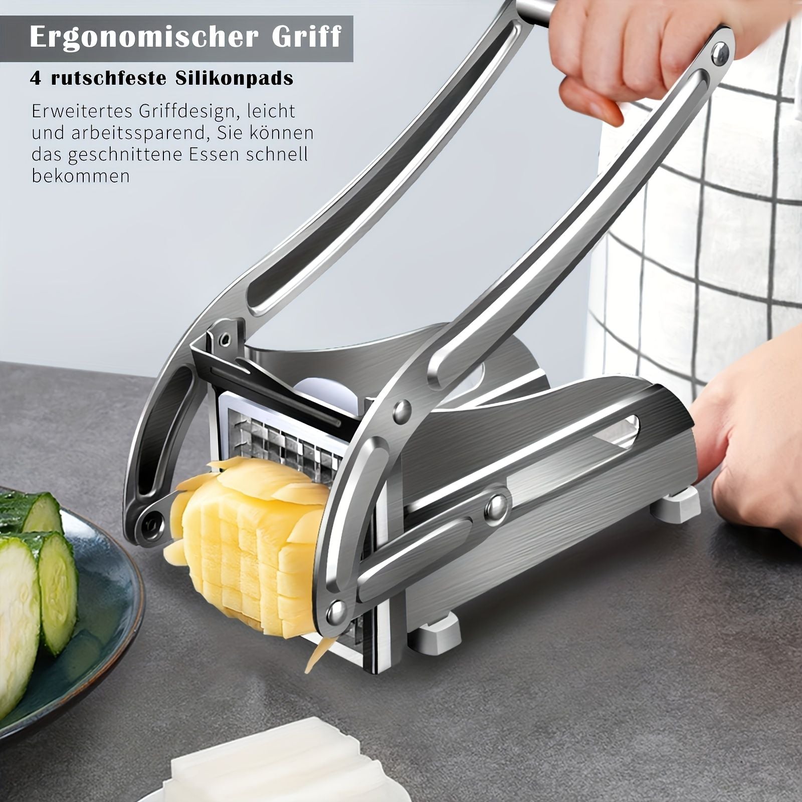 Stainless Steel French Fry Cutter, Adjustable Thickness Vegetable Slicer V1106-DSZ-001-753