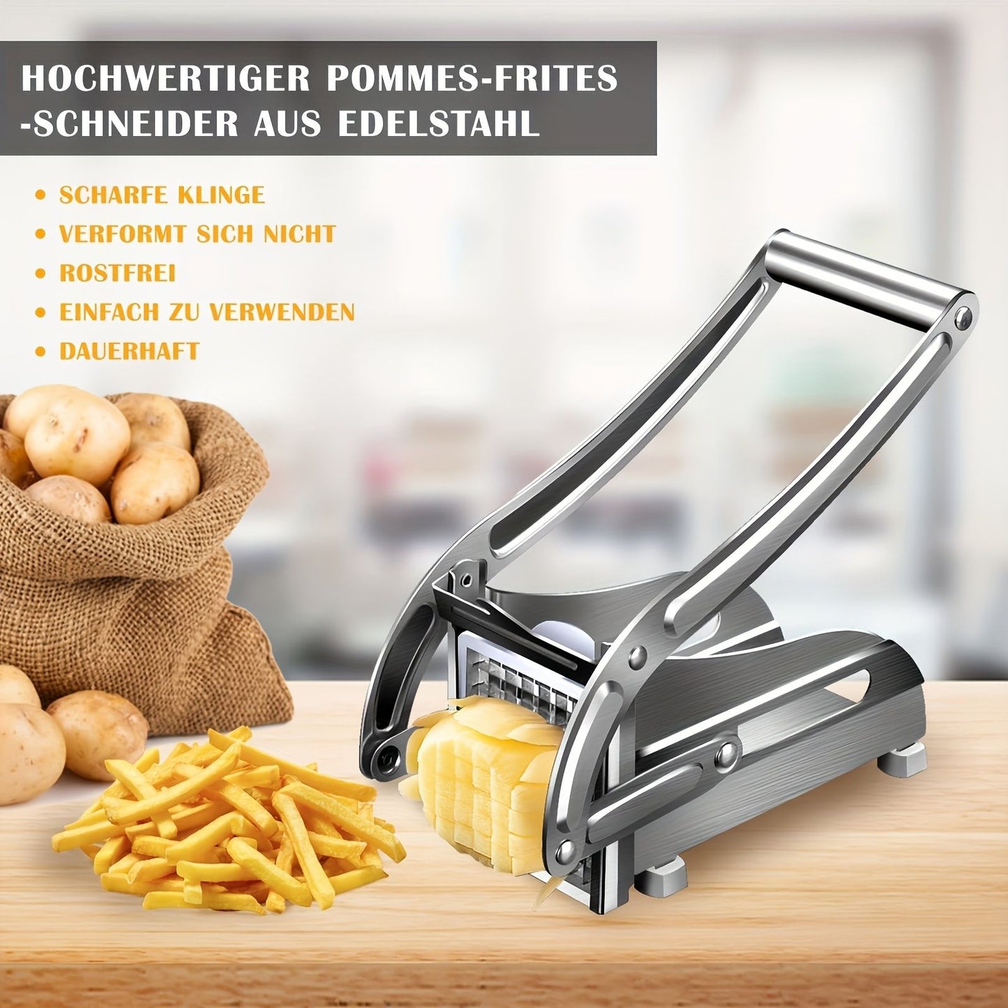 Stainless Steel French Fry Cutter, Adjustable Thickness Vegetable Slicer V1106-DSZ-001-753