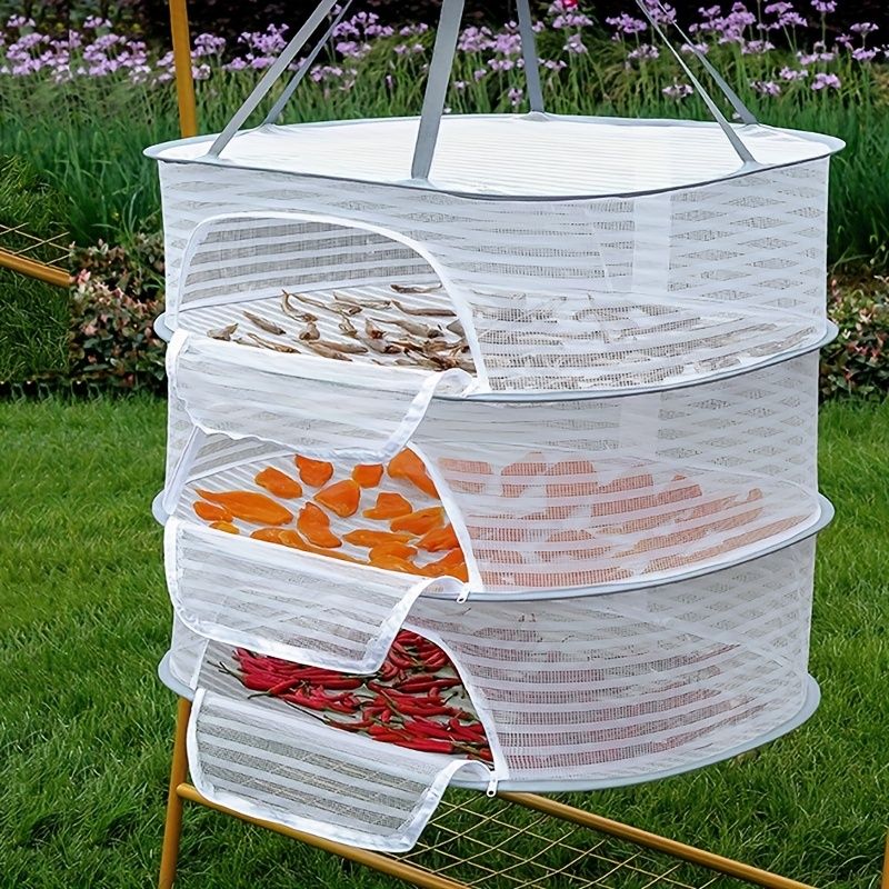 White Black Fiber Mesh Air Drying Rack - Multi-layer Collapsible for Clothes & Food V1106-DSZ-001-WEDV