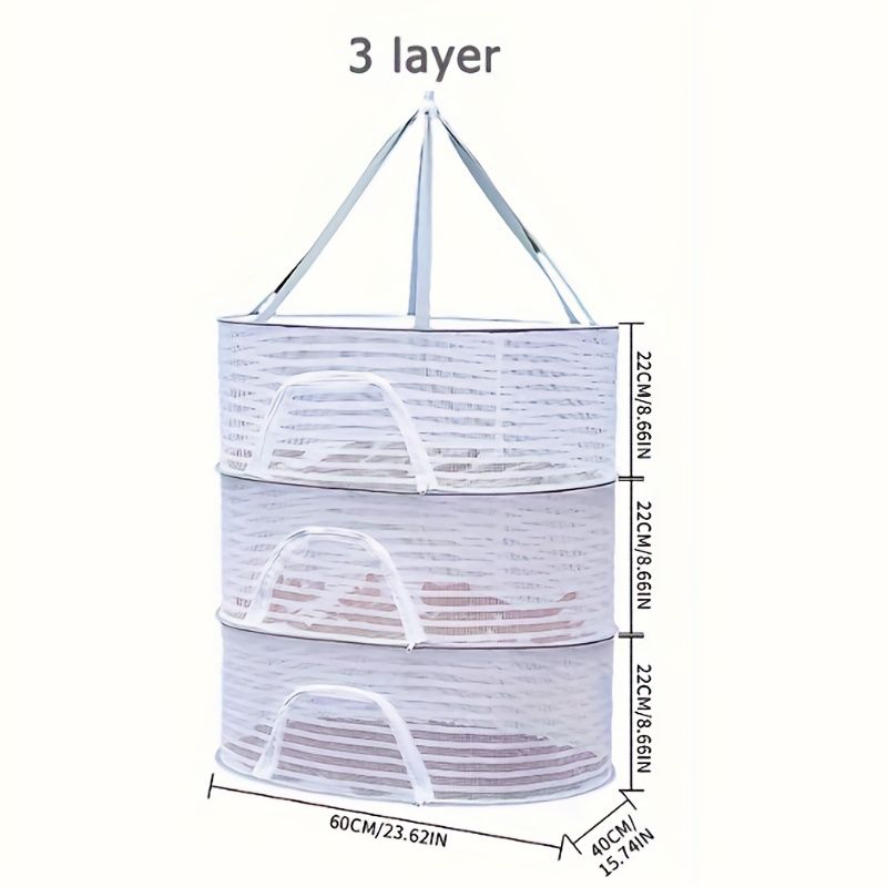 White Black Fiber Mesh Air Drying Rack - Multi-layer Collapsible for Clothes & Food V1106-DSZ-001-WEDV