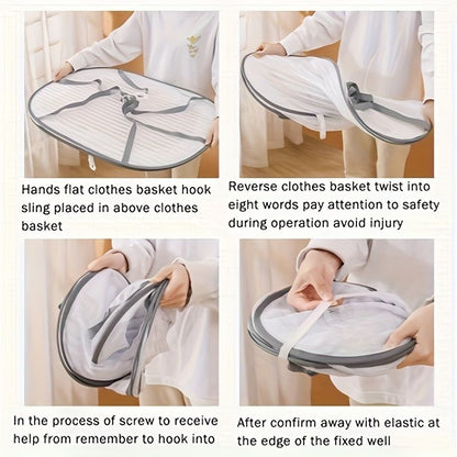 White Black Fiber Mesh Air Drying Rack - Multi-layer Collapsible for Clothes & Food V1106-DSZ-001-WEDV