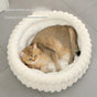 Round Plush Cat Bed, White, Soft & Comfortable for Small to Large Cats V1106-DSZ-CAT-0002