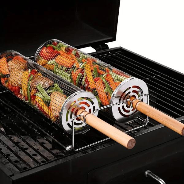 Rotating Grill Baskets for Even Cooking on Any BBQ V1106-DSZ-GRILL-001