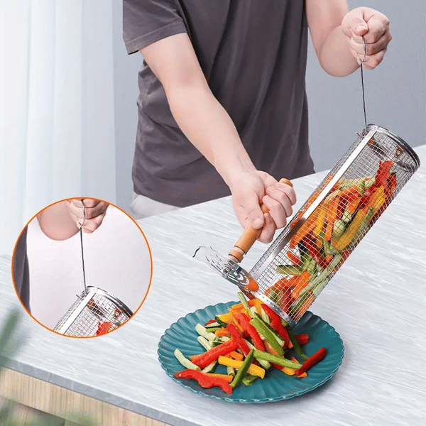 Rotating Grill Baskets for Even Cooking on Any BBQ V1106-DSZ-GRILL-001