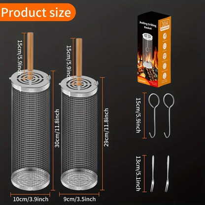 Rotating Grill Baskets for Even Cooking on Any BBQ V1106-DSZ-GRILL-001