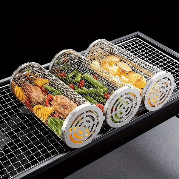 Rotating Grill Baskets for Even Cooking on Any BBQ V1106-DSZ-GRILL-001