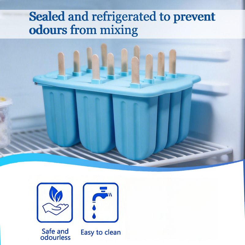 12-Cavity Silicone Ice Lolly Mould with 50 Wooden Sticks V1106-DSZ-KCH-0852
