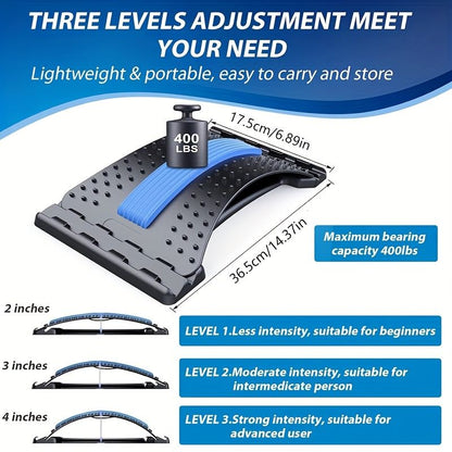 Four adjustable back stretches and posture correctors. Ergonomic waist support with massage function, safety V1106-DSZ-LUMBAR-STRETCH-001