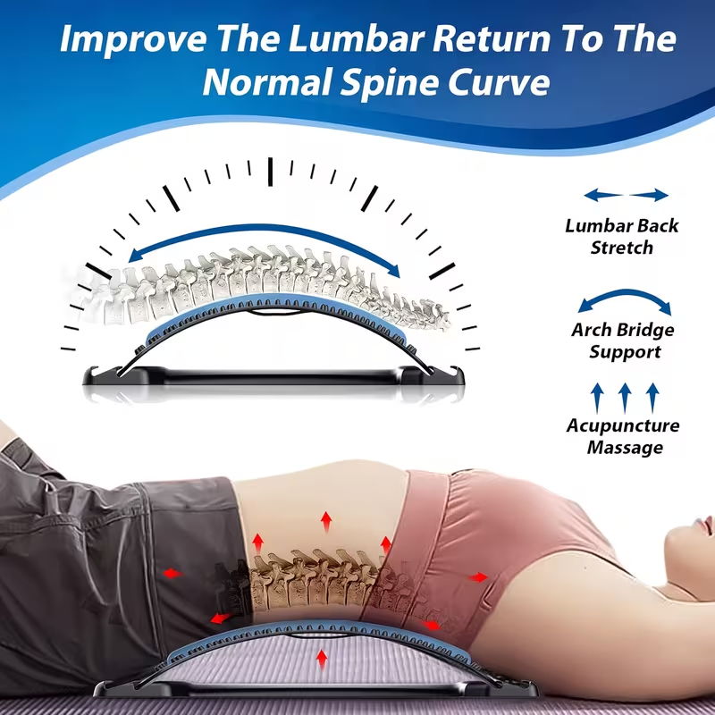 Four adjustable back stretches and posture correctors. Ergonomic waist support with massage function, safety V1106-DSZ-LUMBAR-STRETCH-001