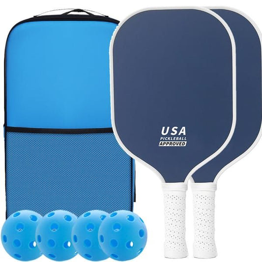 Deep Blue Pickleball Set: 2 Paddles, 4 Balls, Carrying Bag V1106-DSZ-PB-089
