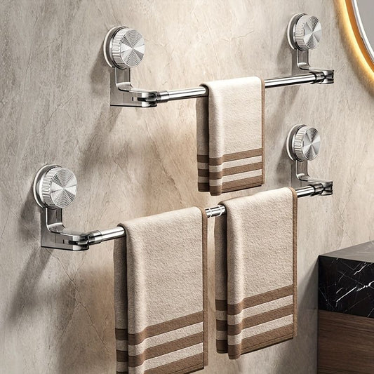 Stainless steel non-drilling towel rack, retractable bathroom suction cup storage rack, strong adhesive V1106-DSZ-TWR-001