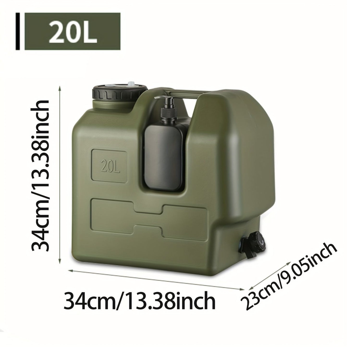 Green 20L Water Container Camping Water Container Outdoor Water Storage Portable