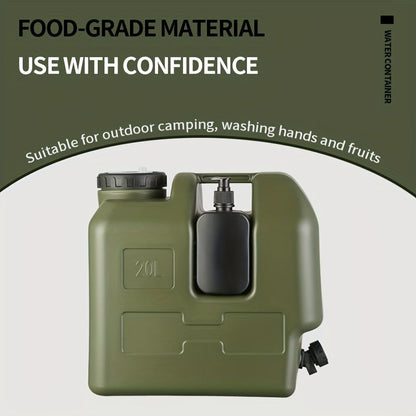 Green 20L Water Container Camping Water Container Outdoor Water Storage Portable