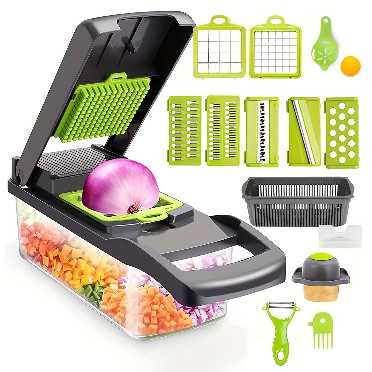 16-Piece Vegetable Chopper Set, Interchangeable Blades V1106-DSZ-XXX-54K