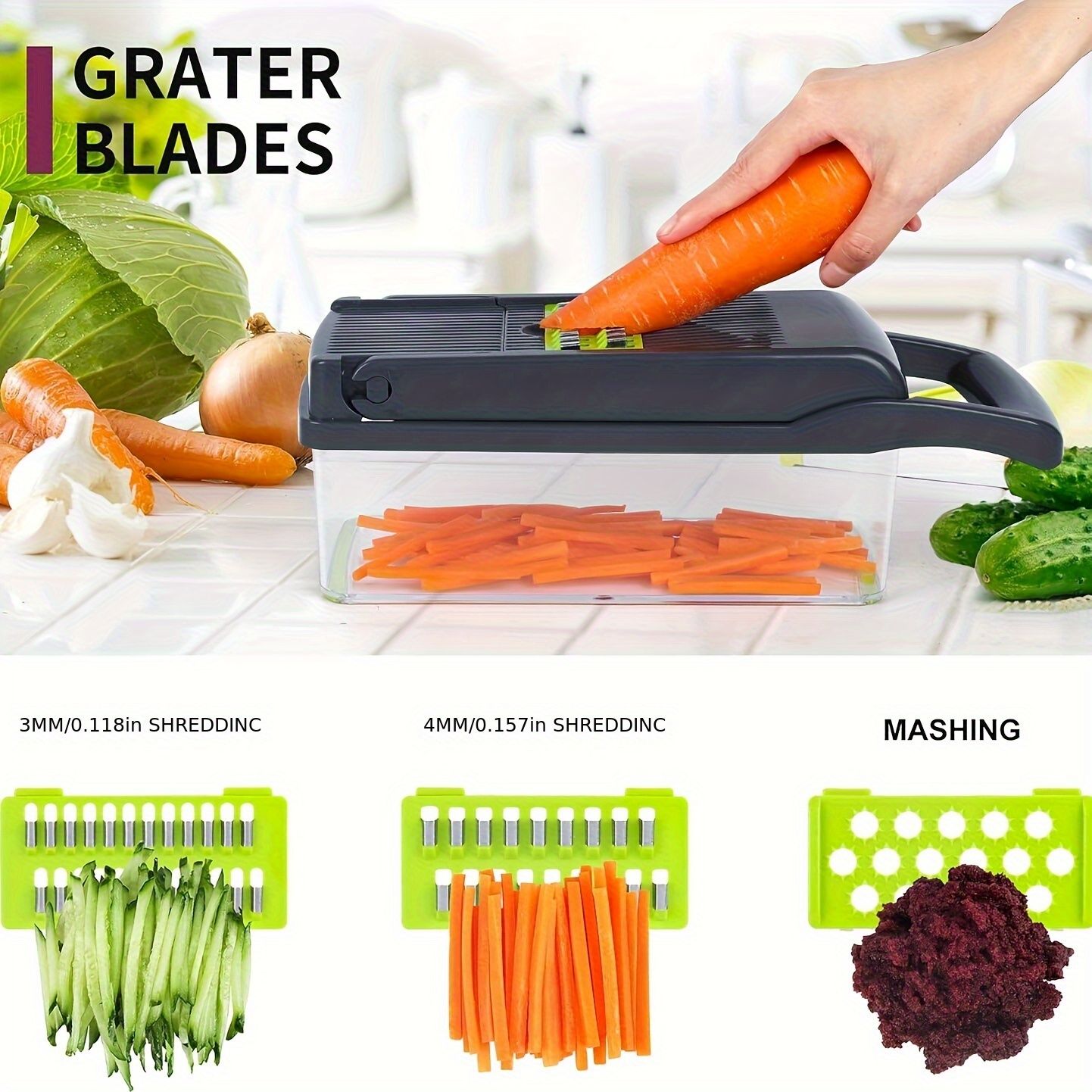 16-Piece Vegetable Chopper Set, Interchangeable Blades V1106-DSZ-XXX-54K